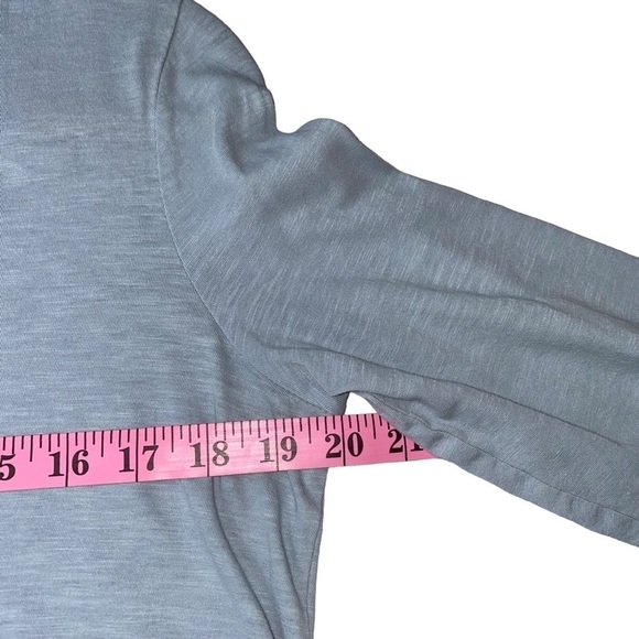 LOGO by Lori Goldstein Blue Cotton Slub Knit Long Sleeve Top Pleated Peplum Sz S - Picture 6 of 7